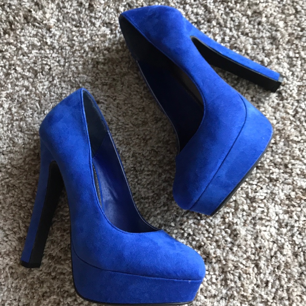 Cobalt Suede Platform Heels (size 7)